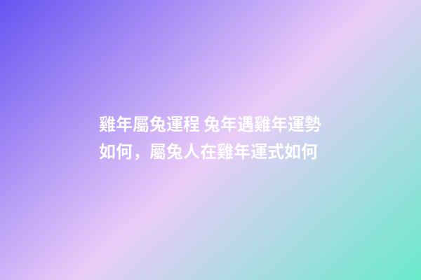雞年屬兔運程 兔年遇雞年運勢如何，屬兔人在雞年運式如何-第1張-觀點-玄機派